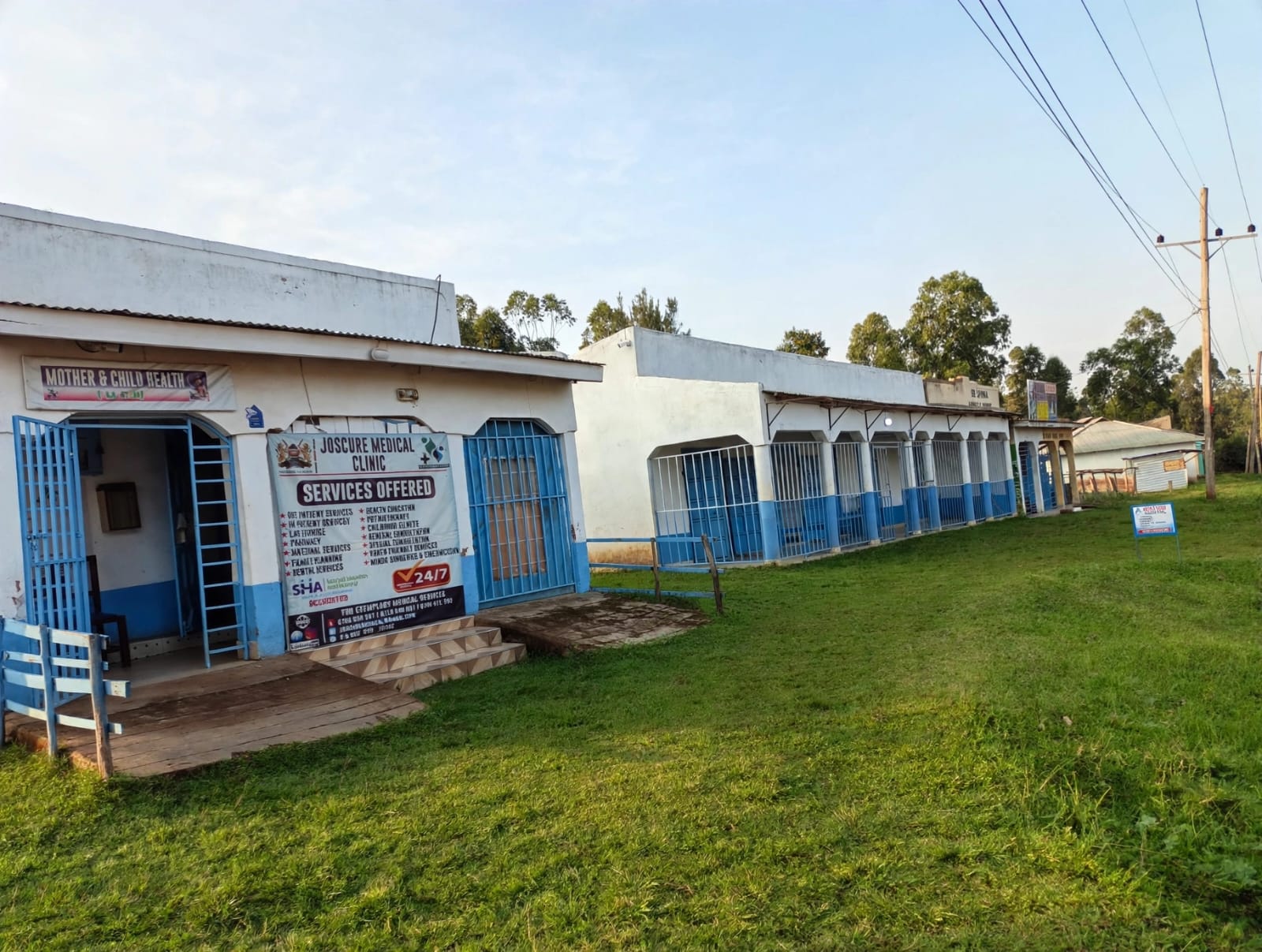 Joscure Medical Hospital frontage with the services offered board